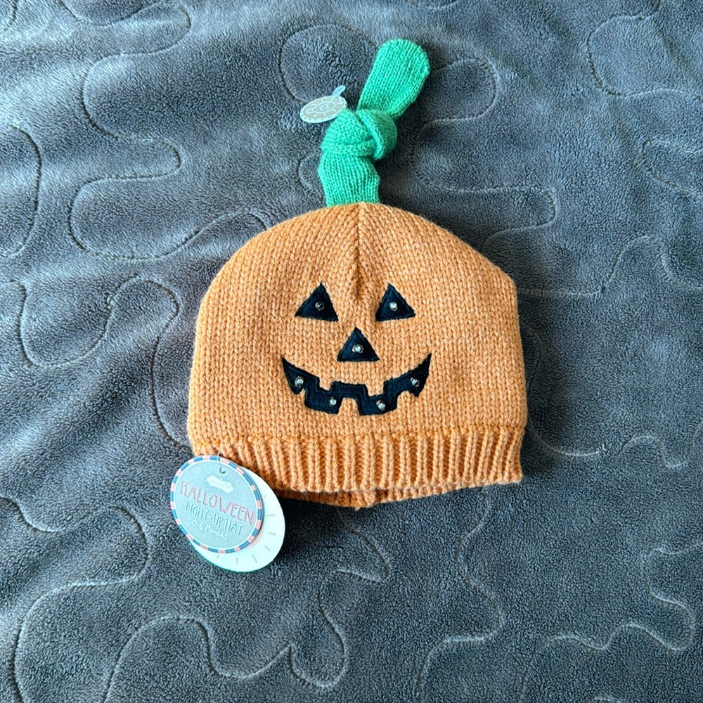 Mud Pie - Halloween Stylish knit hat with LED light-up detail, 0-6 months.